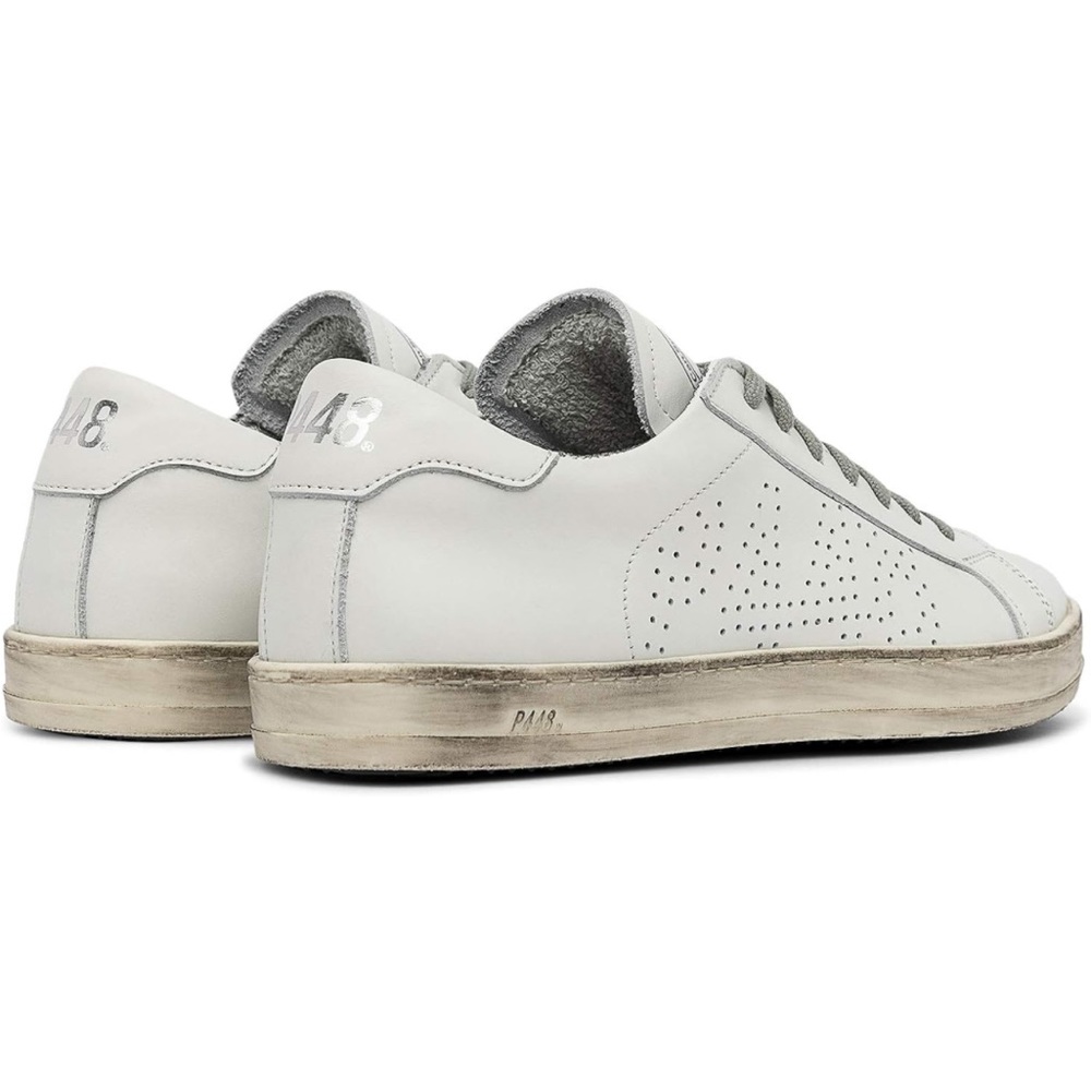 P448 John White Leather Low-Top Italian Sneaker Size 40 - Picture 6 of 16